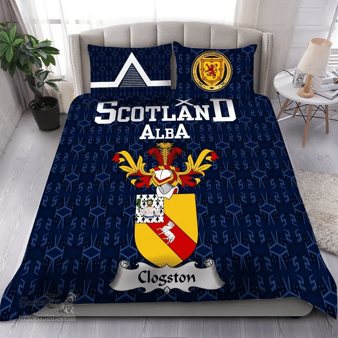 Scottish Clogston Family Crest Tartan Bedding Set Scottish Home Duvet Covers 1991 Style