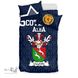 Scottish Clayhills Family Crest Tartan Bedding Set Scottish Home Duvet Covers 1991 Style
