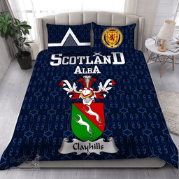 Scottish Clayhills Family Crest Tartan Bedding Set Scottish Home Duvet Covers 1991 Style