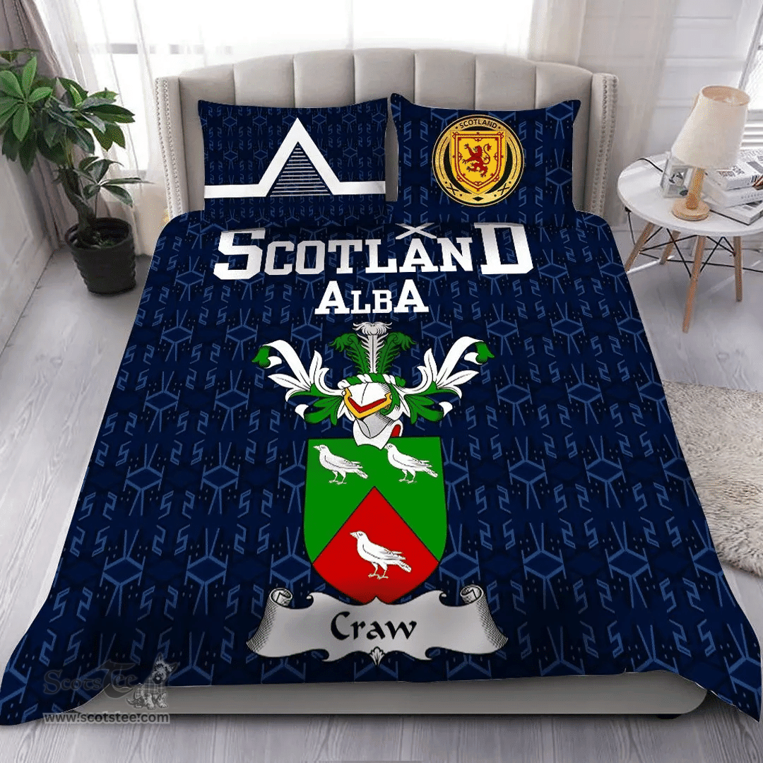 Scottish Crawford Family Crest Tartan Bedding Set Scottish Home Duvet Covers 1991 Style