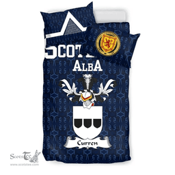 Scottish Curren Family Crest Tartan Bedding Set Scottish Home Duvet Covers 1991 Style