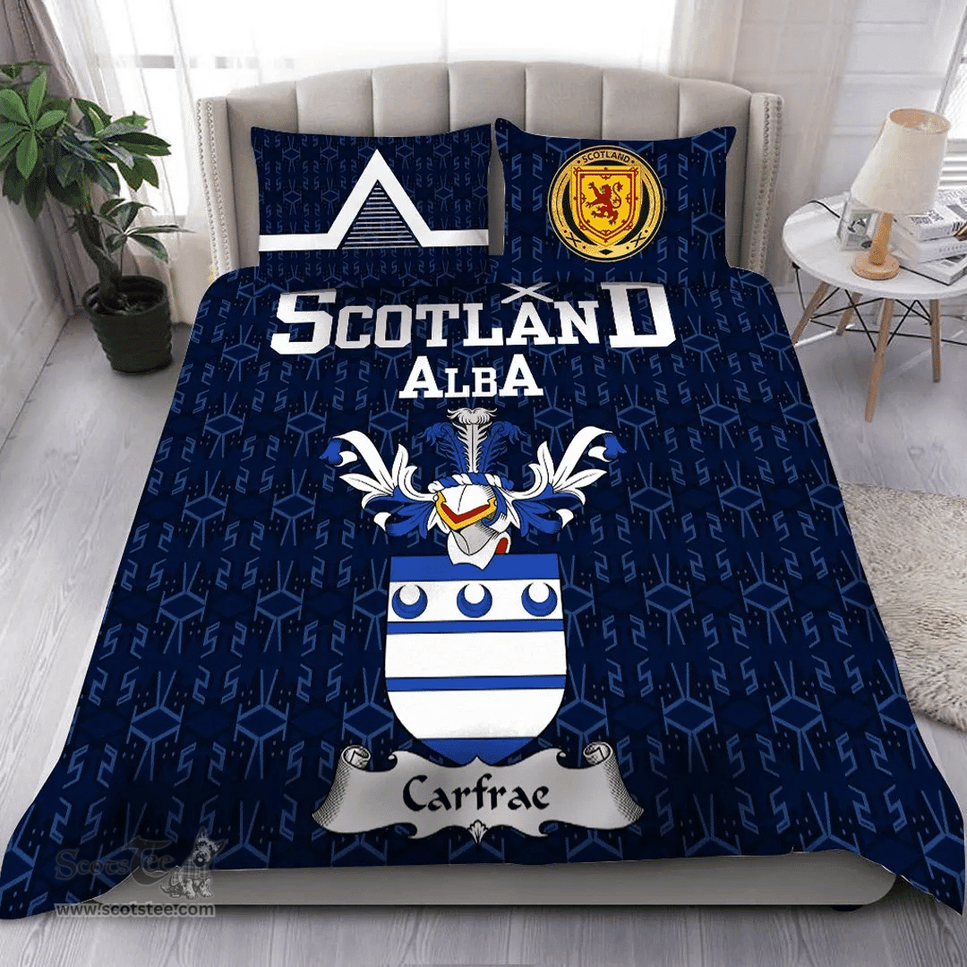 Scottish Carfrae Family Crest Tartan Bedding Set Scottish Home Duvet Covers 1991 Style