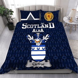 Scottish Carfrae Family Crest Tartan Bedding Set Scottish Home Duvet Covers 1991 Style