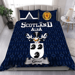 Scottish Corser Family Crest Tartan Bedding Set Scottish Home Duvet Covers 1991 Style