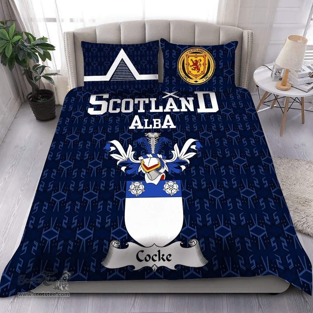 Scottish Cocke Family Crest Tartan Bedding Set Scottish Home Duvet Covers 1991 Style