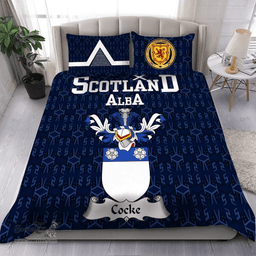 Scottish Cocke Family Crest Tartan Bedding Set Scottish Home Duvet Covers 1991 Style