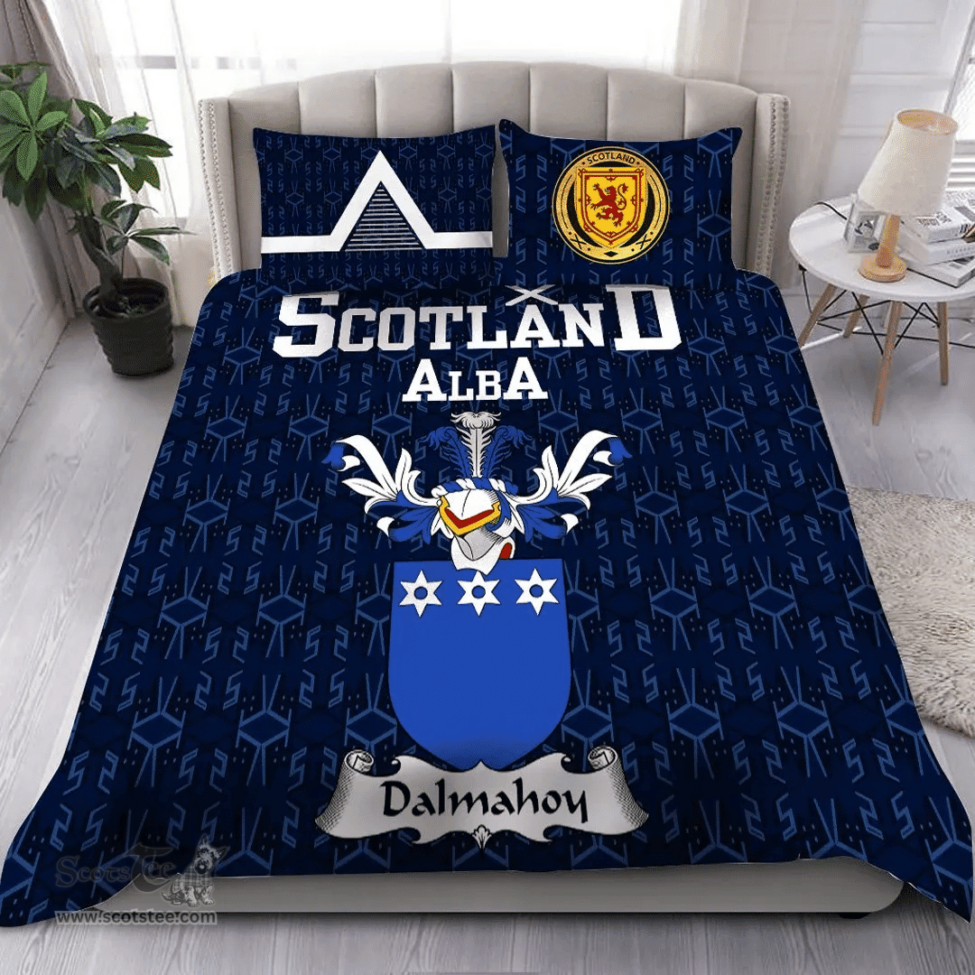 Scottish Dalmahoy Family Crest Tartan Bedding Set Scottish Home Duvet Covers 1991 Style