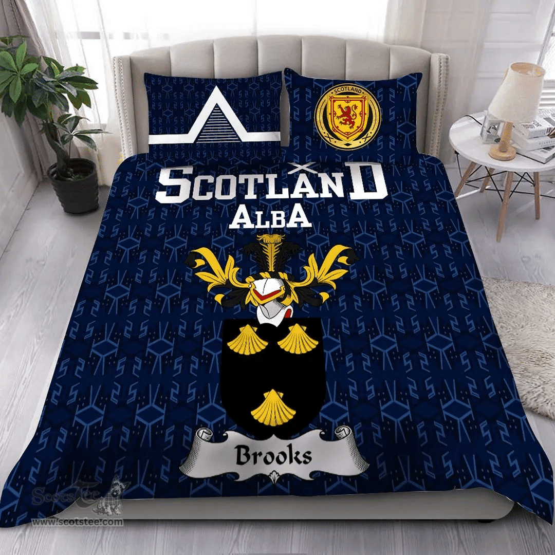 Scottish Brooks Family Crest Tartan Bedding Set Scottish Home Duvet Covers 1991 Style