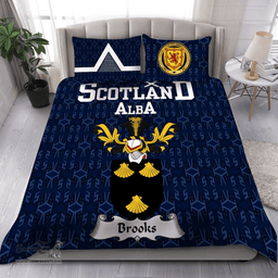 Scottish Brooks Family Crest Tartan Bedding Set Scottish Home Duvet Covers 1991 Style