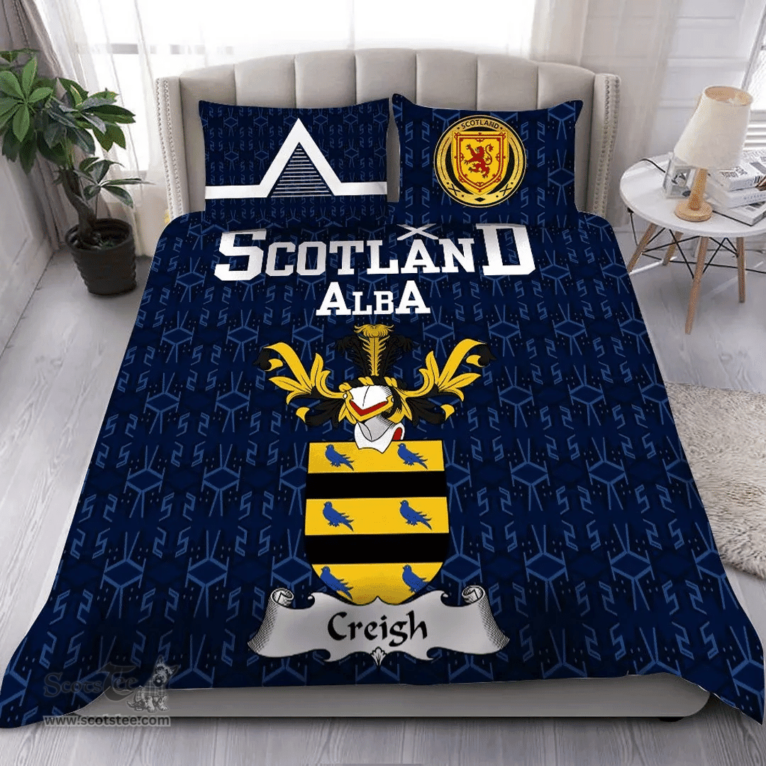 Scottish Creigh Family Crest Tartan Bedding Set Scottish Home Duvet Covers 1991 Style