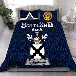 Scottish Colquhoun Family Crest Tartan Bedding Set Scottish Home Duvet Covers 1991 Style