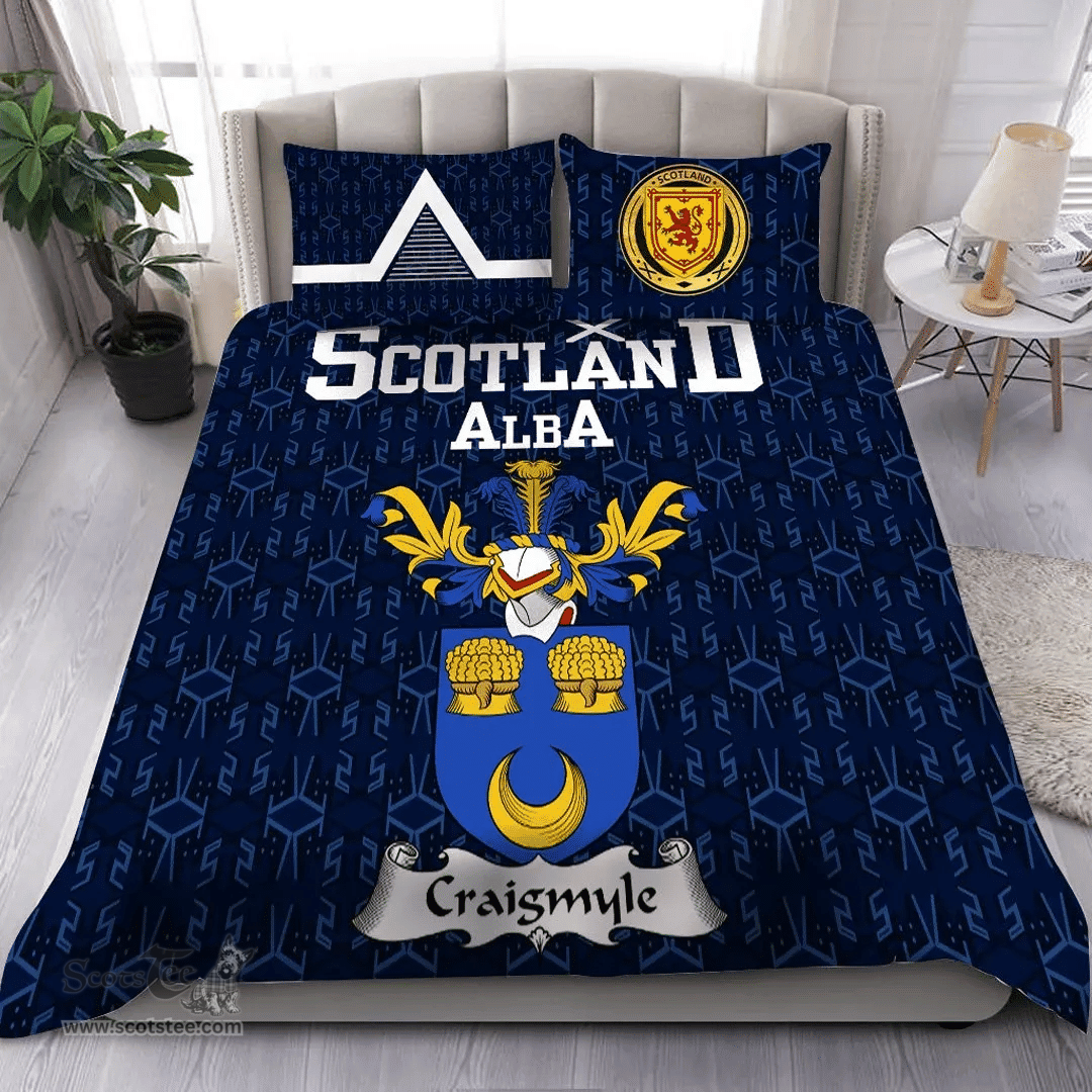 Scottish Craigmyle Family Crest Tartan Bedding Set Scottish Home Duvet Covers 1991 Style