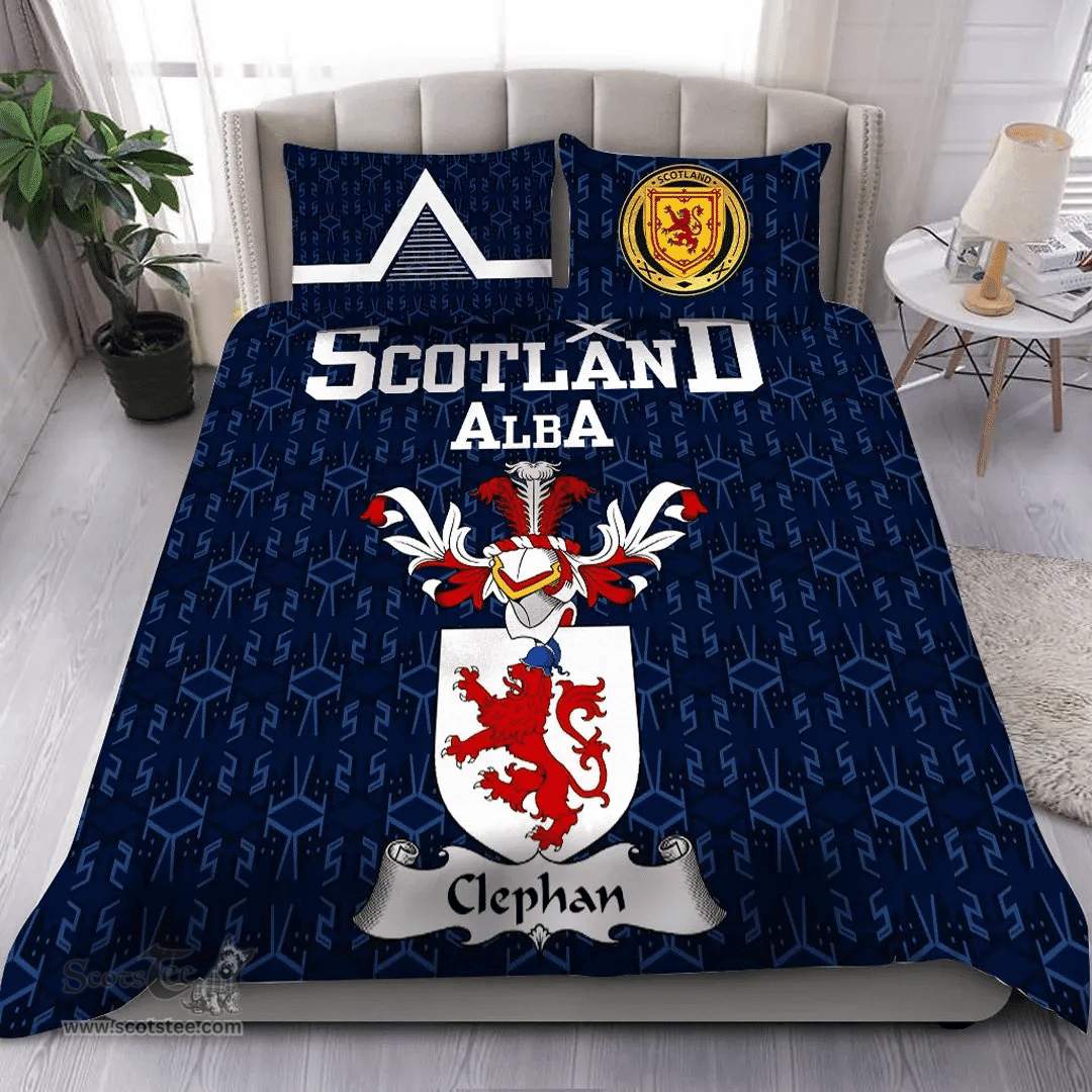 Scottish Clephan or Clephane Family Crest Tartan Bedding Set Scottish Home Duvet Covers 1991 Style