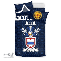 Scottish Charteris Family Crest Tartan Bedding Set Scottish Home Duvet Covers 1991 Style
