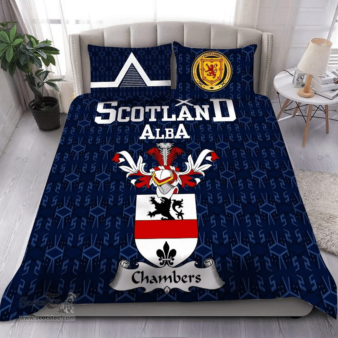 Scottish Chambers Family Crest Tartan Bedding Set Scottish Home Duvet Covers 1991 Style