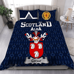 Scottish Corsar Family Crest Tartan Bedding Set Scottish Home Duvet Covers 1991 Style