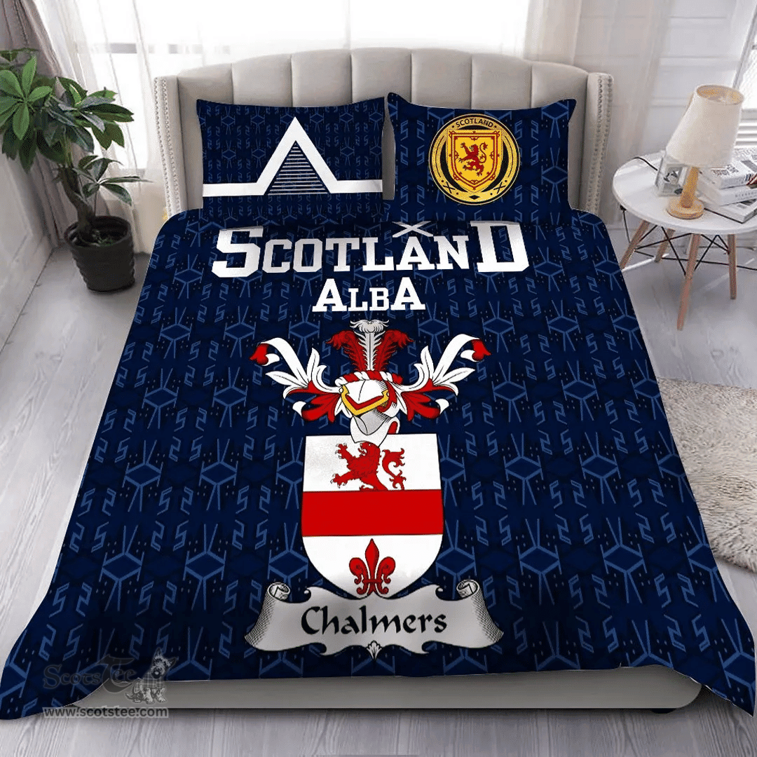 Scottish Chalmers Family Crest Tartan Bedding Set Scottish Home Duvet Covers 1991 Style