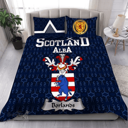 Scottish Borlands Family Crest Tartan Bedding Set Scottish Home Duvet Covers 1991 Style