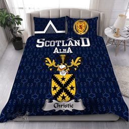 Scottish Christie Family Crest Tartan Bedding Set Scottish Home Duvet Covers 1991 Style
