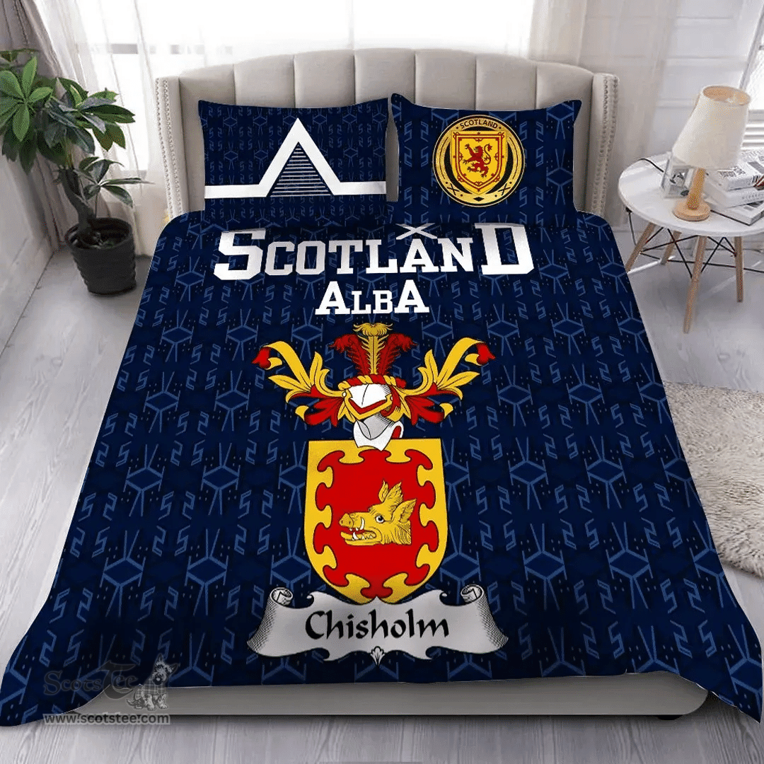 Scottish Chisholm Family Crest Tartan Bedding Set Scottish Home Duvet Covers 1991 Style