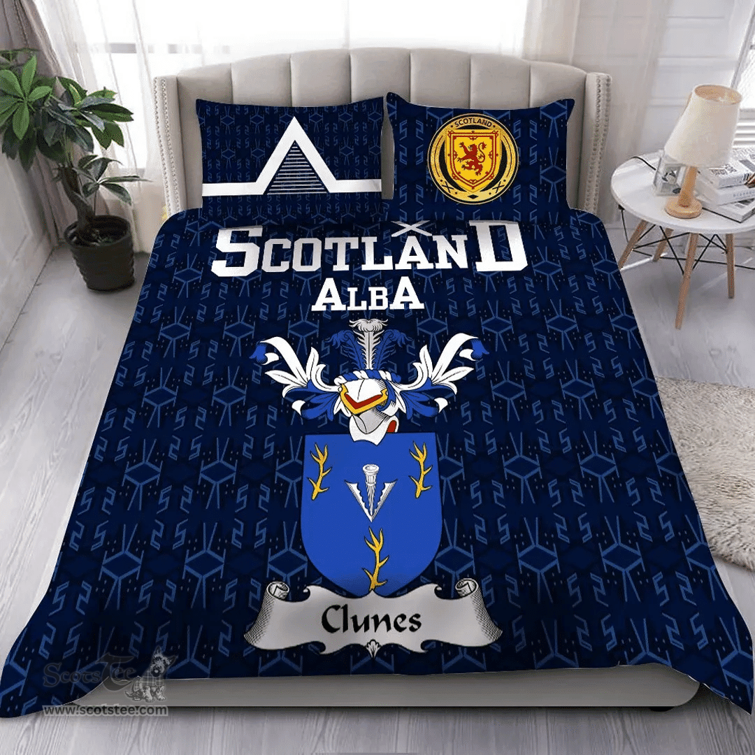 Scottish Clunes Family Crest Tartan Bedding Set Scottish Home Duvet Covers 1991 Style