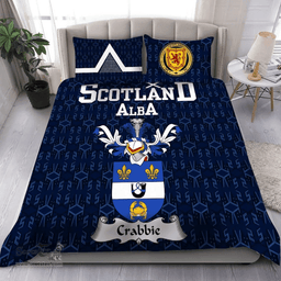 Scottish Crabbie Family Crest Tartan Bedding Set Scottish Home Duvet Covers 1991 Style