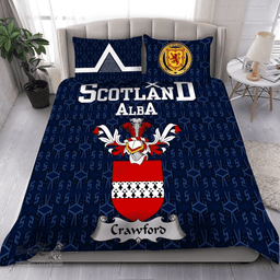 Scottish Craw or Crow Family Crest Tartan Bedding Set Scottish Home Duvet Covers 1991 Style