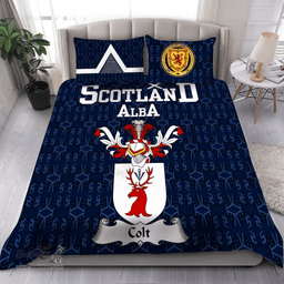 Scottish Colt Family Crest Tartan Bedding Set Scottish Home Duvet Covers 1991 Style