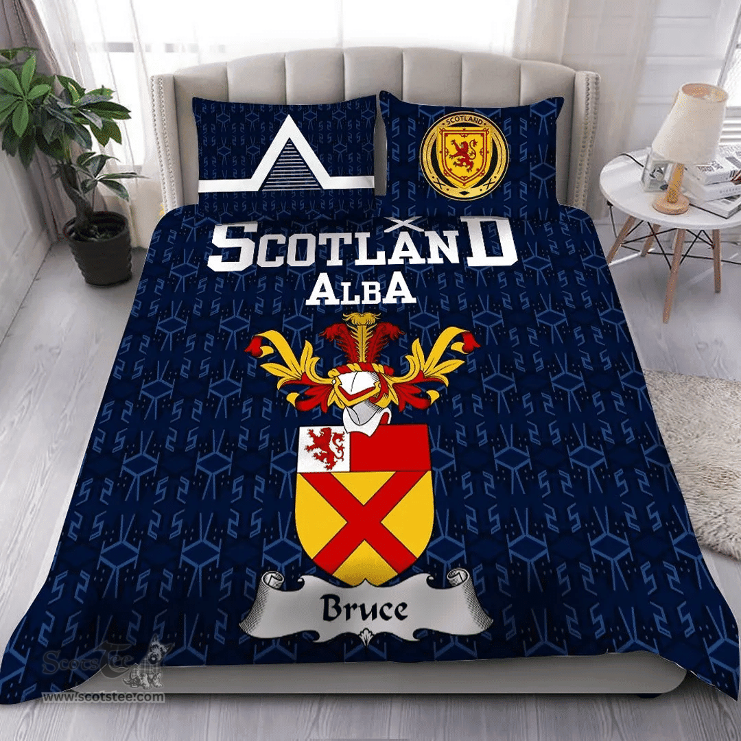 Scottish Bruce Family Crest Tartan Bedding Set Scottish Home Duvet Covers 1991 Style