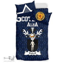 Scottish Dalzell Family Crest Tartan Bedding Set Scottish Home Duvet Covers 1991 Style