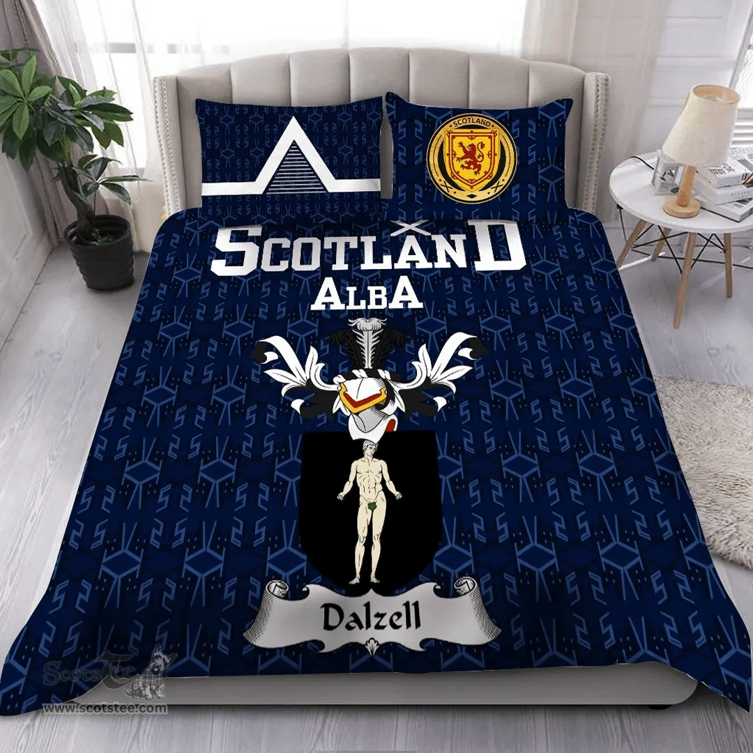 Scottish Dalzell Family Crest Tartan Bedding Set Scottish Home Duvet Covers 1991 Style