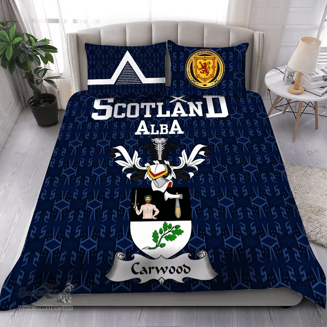 Scottish Carwood Family Crest Tartan Bedding Set Scottish Home Duvet Covers 1991 Style