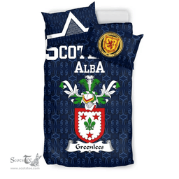 Scottish Greenlees Family Crest Tartan Bedding Set Scottish Home Duvet Covers 1991 Style