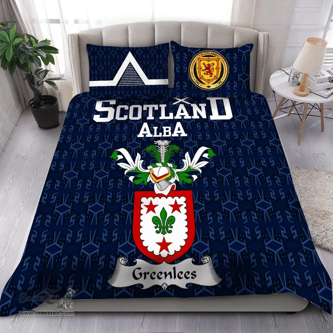 Scottish Greenlees Family Crest Tartan Bedding Set Scottish Home Duvet Covers 1991 Style