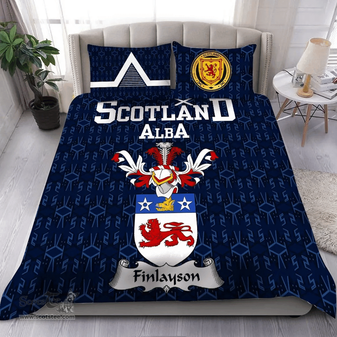 Scottish Finlayson Family Crest Tartan Bedding Set Scottish Home Duvet Covers 1991 Style