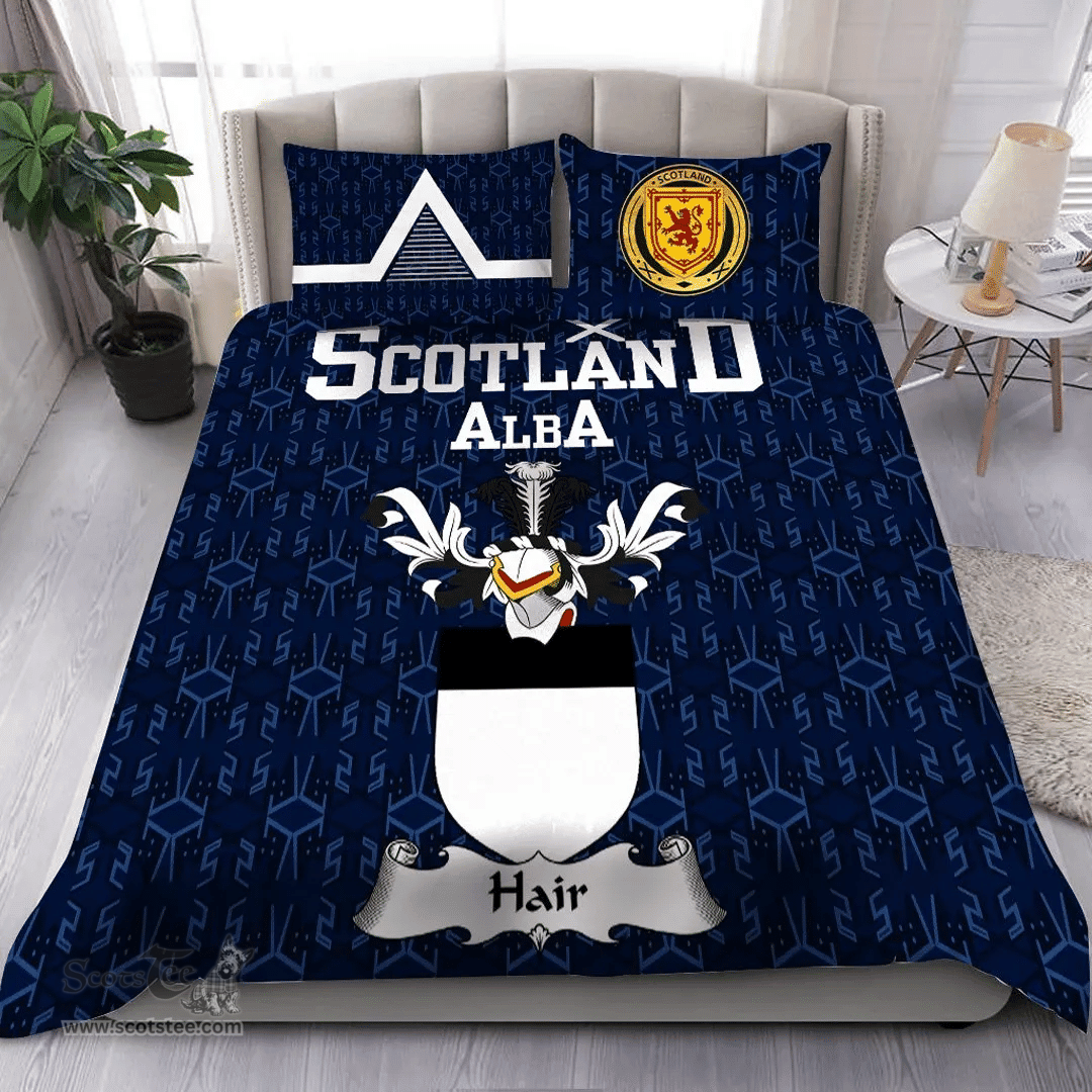 Scottish Hair Family Crest Tartan Bedding Set Scottish Home Duvet Covers 1991 Style