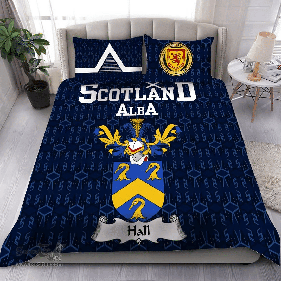 Scottish Hall Family Crest Tartan Bedding Set Scottish Home Duvet Covers 1991 Style