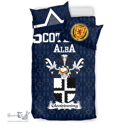 Scottish Glendinning Family Crest Tartan Bedding Set Scottish Home Duvet Covers 1991 Style