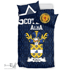 Scottish Fulton Family Crest Tartan Bedding Set Scottish Home Duvet Covers 1991 Style
