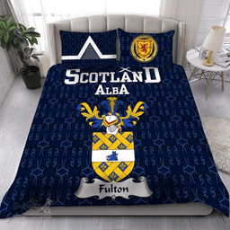 Scottish Fulton Family Crest Tartan Bedding Set Scottish Home Duvet Covers 1991 Style