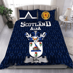 Scottish Jolly Family Crest Tartan Bedding Set Scottish Home Duvet Covers 1991 Style