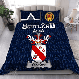 Scottish Glasford Family Crest Tartan Bedding Set Scottish Home Duvet Covers 1991 Style