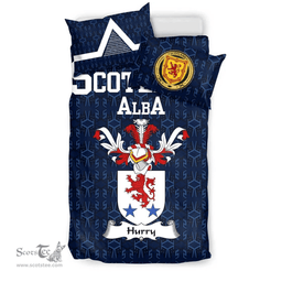 Scottish Hurry Family Crest Tartan Bedding Set Scottish Home Duvet Covers 1991 Style