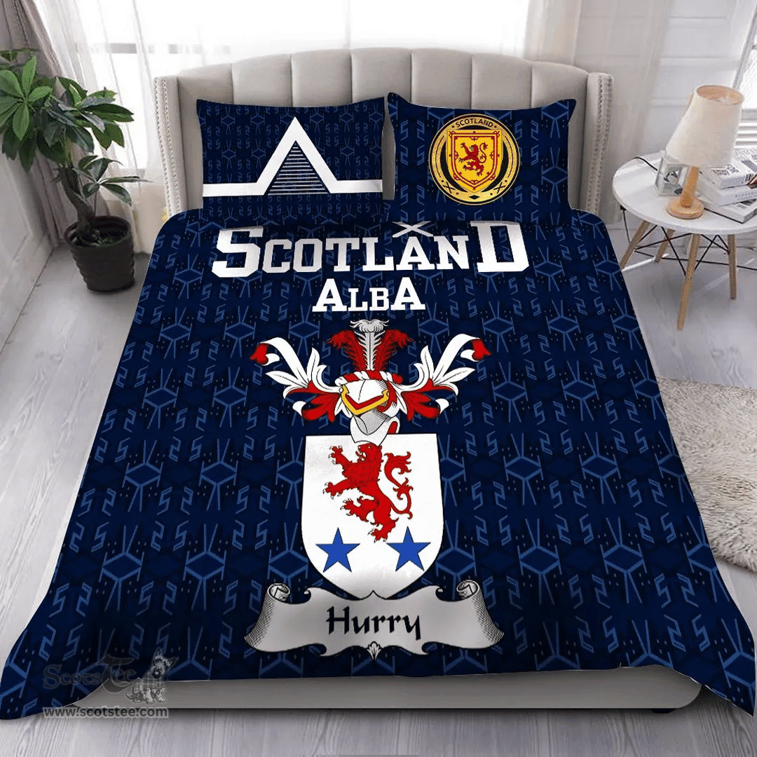 Scottish Hurry Family Crest Tartan Bedding Set Scottish Home Duvet Covers 1991 Style