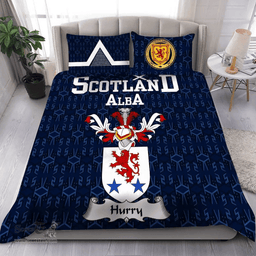 Scottish Hurry Family Crest Tartan Bedding Set Scottish Home Duvet Covers 1991 Style