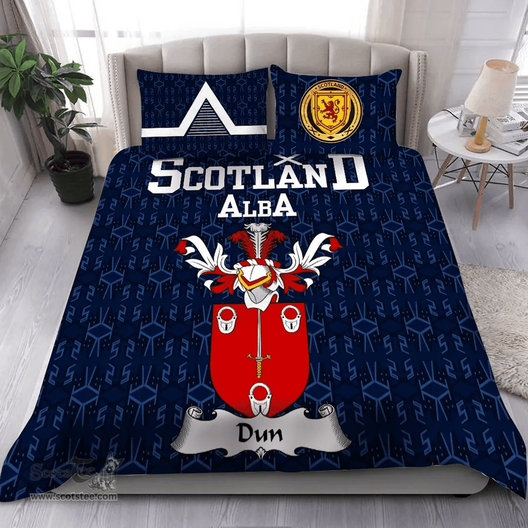 Scottish Dun Family Crest Tartan Bedding Set Scottish Home Duvet Covers 1991 Style