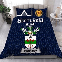 Scottish Hutcheson Family Crest Tartan Bedding Set Scottish Home Duvet Covers 1991 Style