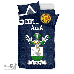 Scottish Eckfoord Family Crest Tartan Bedding Set Scottish Home Duvet Covers 1991 Style