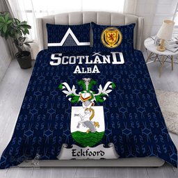 Scottish Eckfoord Family Crest Tartan Bedding Set Scottish Home Duvet Covers 1991 Style