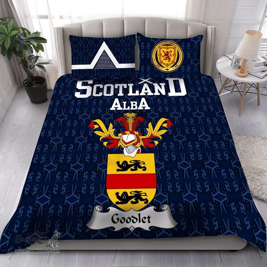 Scottish Goodlet Family Crest Tartan Bedding Set Scottish Home Duvet Covers 1991 Style